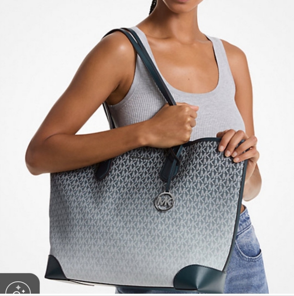 Michael Kors Eva Large Ombr Signature Logo Tote Bag With Removable Pouch
